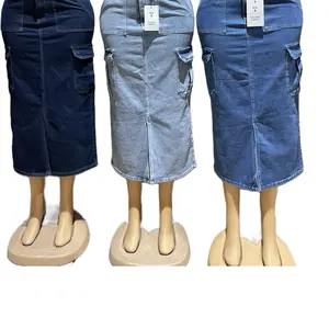 Long jeans cargo skirts