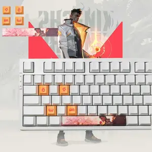 Valorant Theme Keycaps, Valorant Phoenix Skill Keycaps, Phoenix Background Spacebar Keycap, Suitable for Mechanical Keyboard