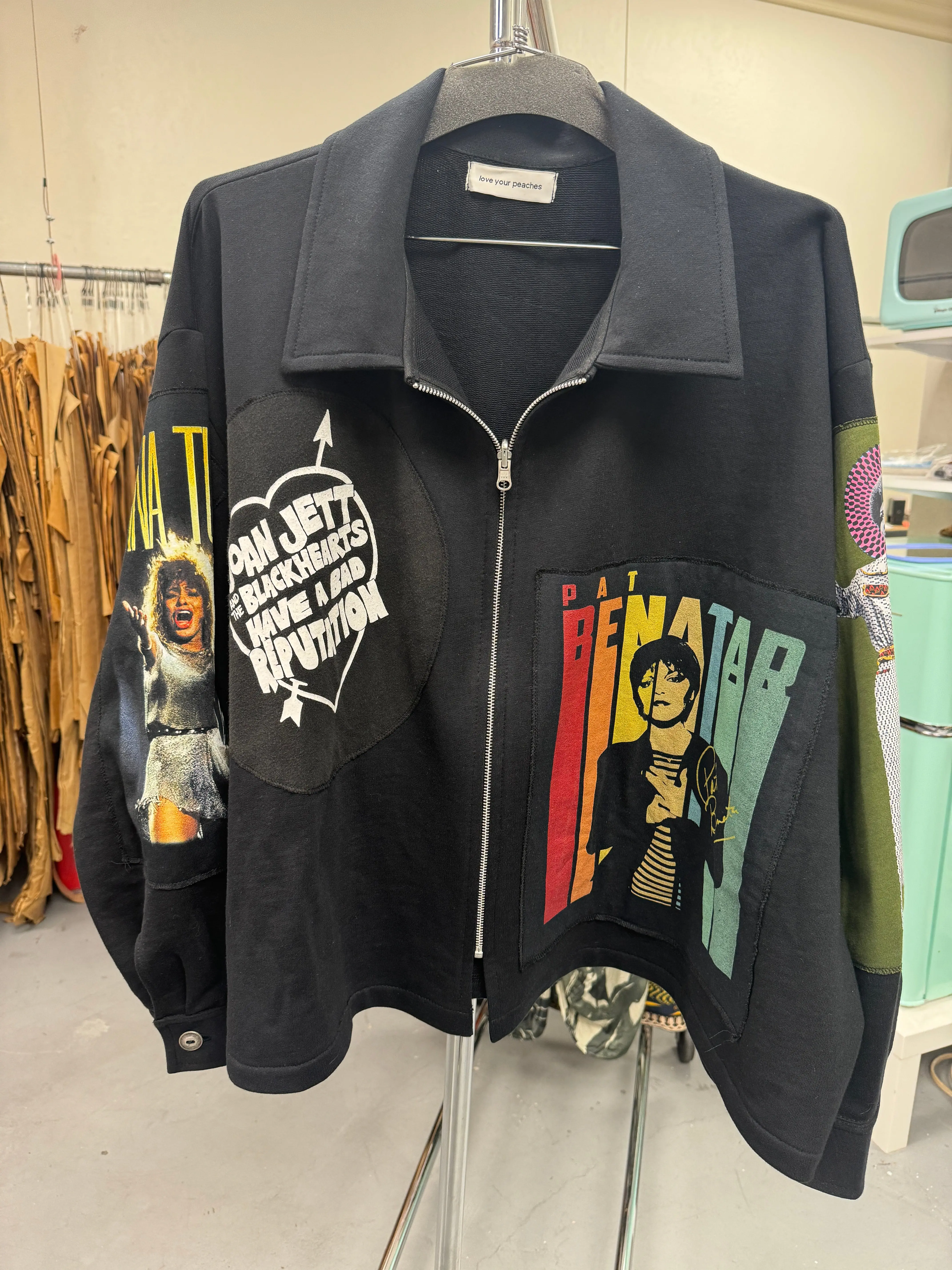 One-of-a-kind Music Fan Jacket, 3x Cotton Soft Black Coats Stretch
