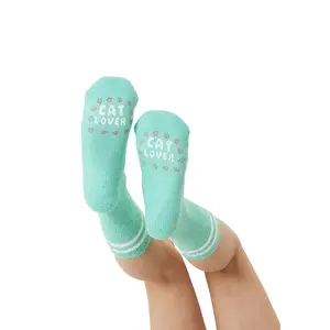 Cat Lover Fuzzy Crew Socks | Warm Fluffy Winter Socks with Non-Slip Grips - Soft Comfy Breathable Socks For Men & Women - Unisex One Size Fits Most