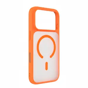 Baby Skin Touch Wireless MagSafe Phone Case for iPhone 17/16/15/14/13/12/11 Orange Holographic Luxury Design with Magnetic Charging & Full Body Protection