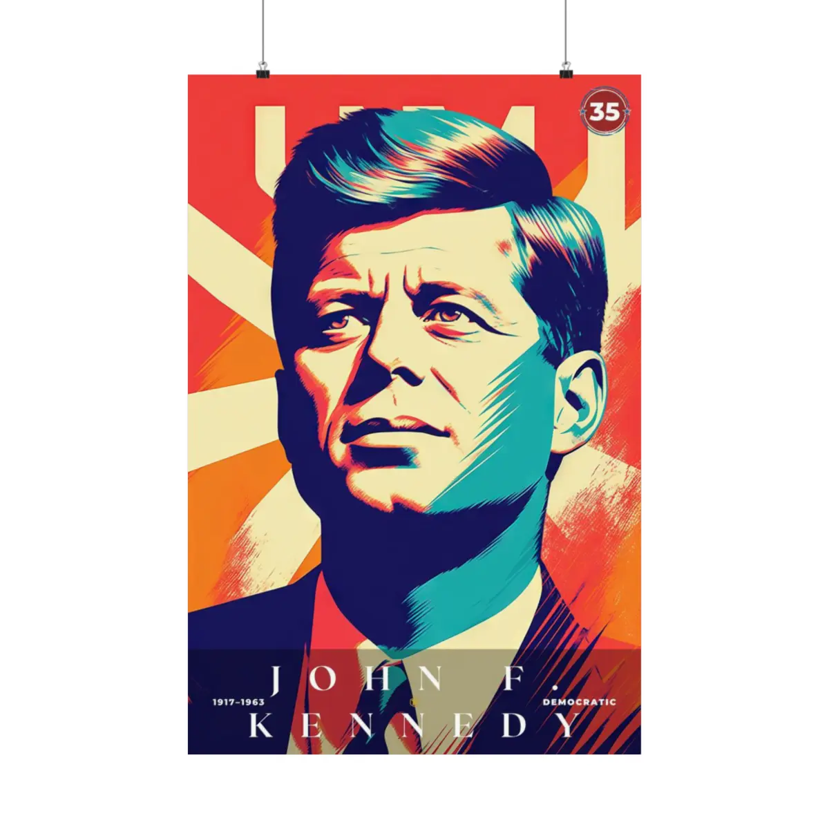 President John F Kennedy Poster, Office Poster, Home Decor, Unframed