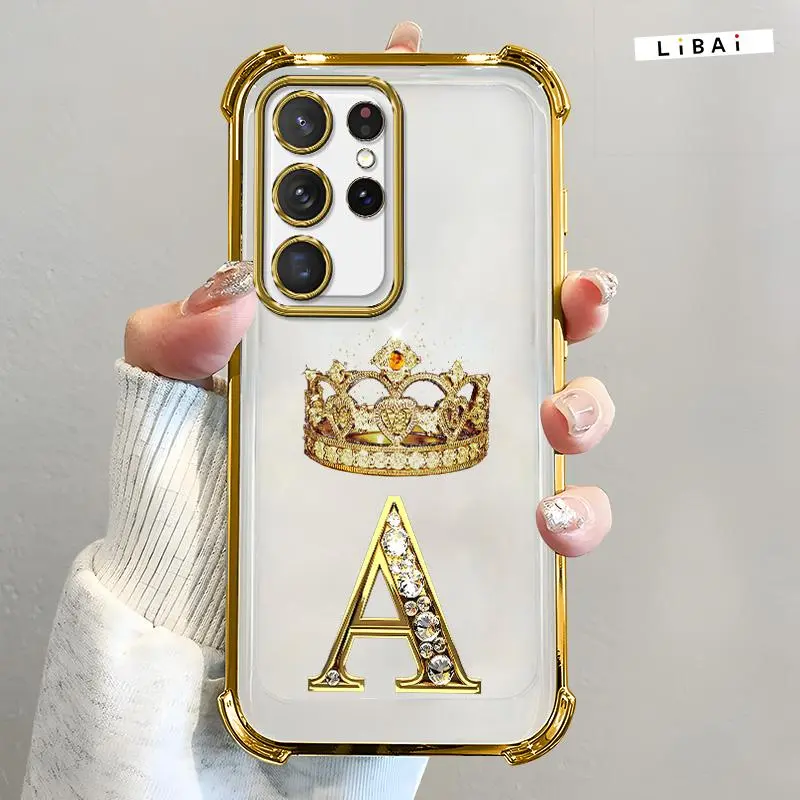Suitable for [Galaxy S24 Ultra] New high-end crown electroplated gold edge mobile phone case new business simple explosion-proof mobile phone case affordable anti-fall anti-fingerprint-888