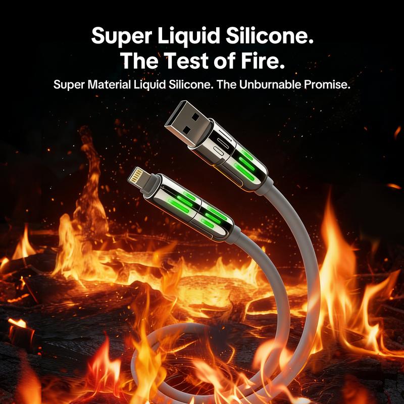 MFish Armored Dragon I 4-in-1 Multi 240W Fast Charging super Liquid Silicone Cable with USB A Type C Lightning for iPhone17&Samsung Laptops  Charger