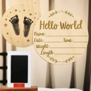 Baby Birth Announcement Sign, 1 Counts/set Wooden Baby Name Sign, Baby Shower Photo Prop, Hello World Newborn Birth Announcement Sign, Decor, Personalized Plaque, Wooden Home Sign, Wooden Letter Sign