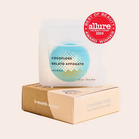 COCOLAB Gelato Affogato Dental Floss - Award-Winning, 500+ Woven Waxed Fibers, Coated in Coconut Oil for Freshness & Plaque Removal - 33 Yd, 2-Month Supply