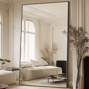 26"x71" Oversized Floor Mirror, Freestanding, Large Full Body Mirror for Bedroom, Living Room & Gym - Black Mirror with Tempered Glass Full Length Mirror, 71" x 26" Arched Full Body Mirror Large Standing Floor Mirrors, Mirrors for Bedroom, Bathroom