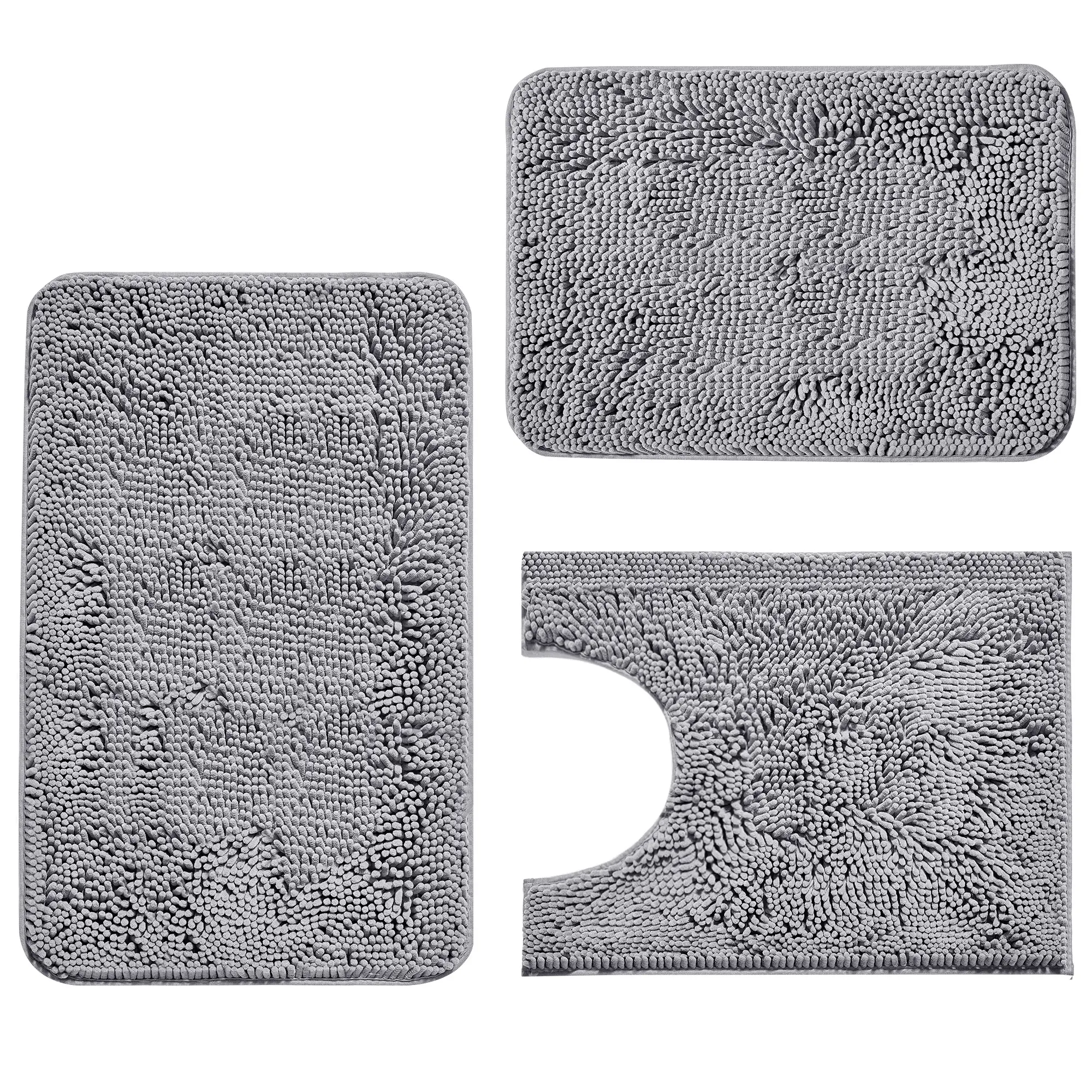 Deconovo Soft Texture Chenille Fabric U-Shaped Toilet Mat - Absorbent, Non-Slip Bathroom Floor Mat for Toilet Area, Bathroom Floor Mats