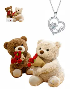 "Cute Paw & Heart Glow" fashionable and personalized lovely dog paw heart-shaped versatile gemstone necklace with creative magic bear gift box. It is an ideal mysterious gift for various festivals, dates, wives and Valentine's Day.