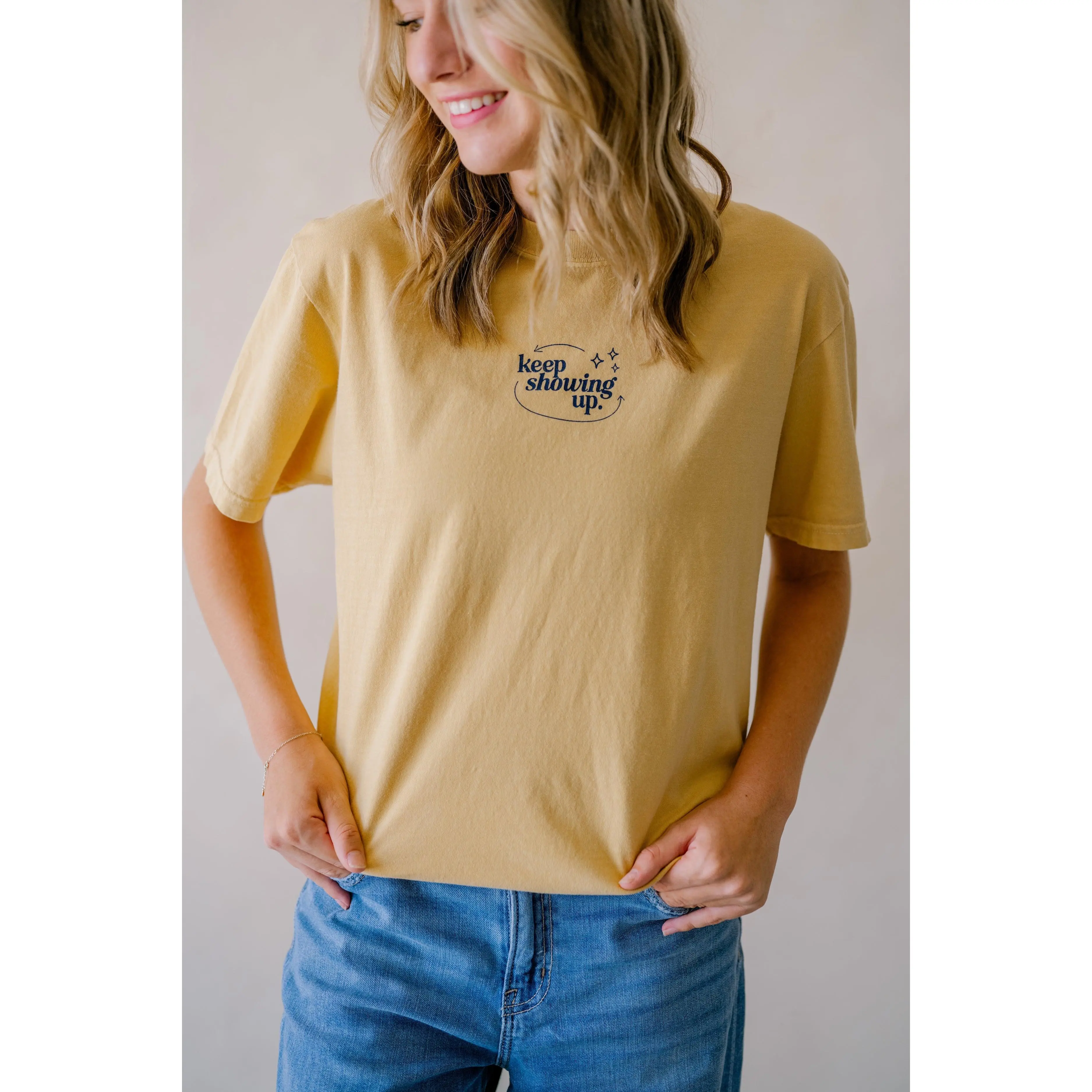 Keep Showing Up Tee - Mustard