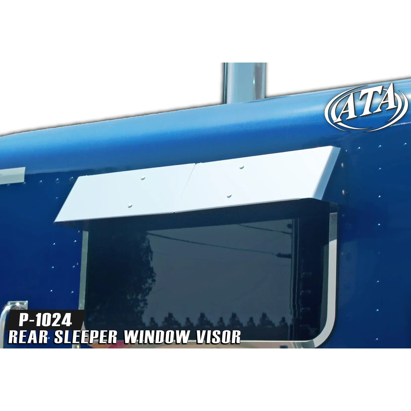 Peterbilt Trucks Rear Sleeper Window Drop Visor, Chrome Finish Car Exterior Sunshade Accessory