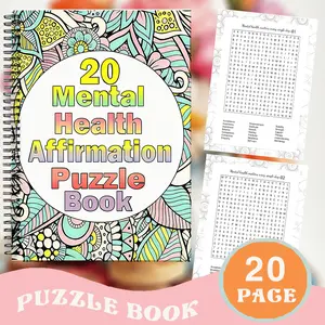 A mental health affirmation word search puzzle book, 20-page relaxation book for adults, featuring peaceful activities, Relaxing Vocabulary, Mental Wellness, and Engagement to enhance memory, cognitive abilities, and Mental stimulation
