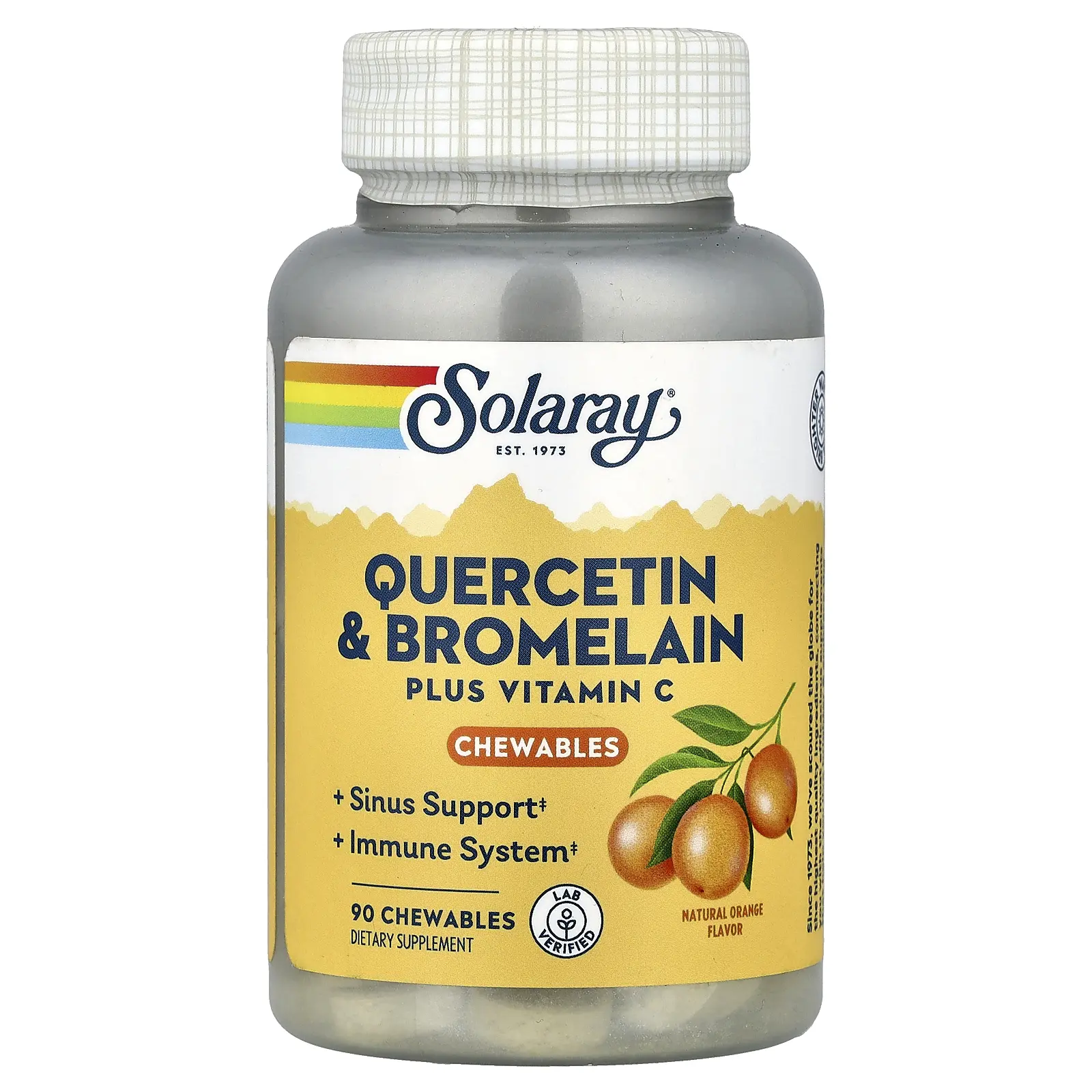 Solaray Quercetin & Bromelain Plus Vitamin C Chewables,  Natural Orange, 90 Chewables
