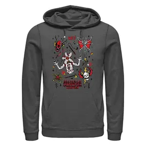 Men's Stranger Things Hellfire Club Icon Collage Pull Over Hoodie