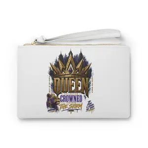 Queen Crowned Clutch Bag | Earned Not Given Typography, Purple Gold