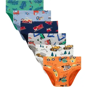XY-UDW32 100% Cotton Little Boys Briefs Soft Dinosaur Truck Toddler Underwear