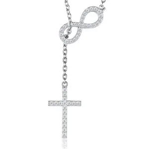 Infinity Cross Moissanite Pendant Necklace