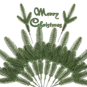 10pcs Snowy Artificial Pine Needles Branches Twigs 10" Fake Frosted Pine Picks Greenery Stems Christmas Pine Tree Picks Winter Fir Pine Sprays Sprigs for Crafts Wreaths Garlands Holiday Decor