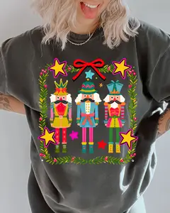 Neon Nutcracker Christmas Graphic Shirt Comfort Colors