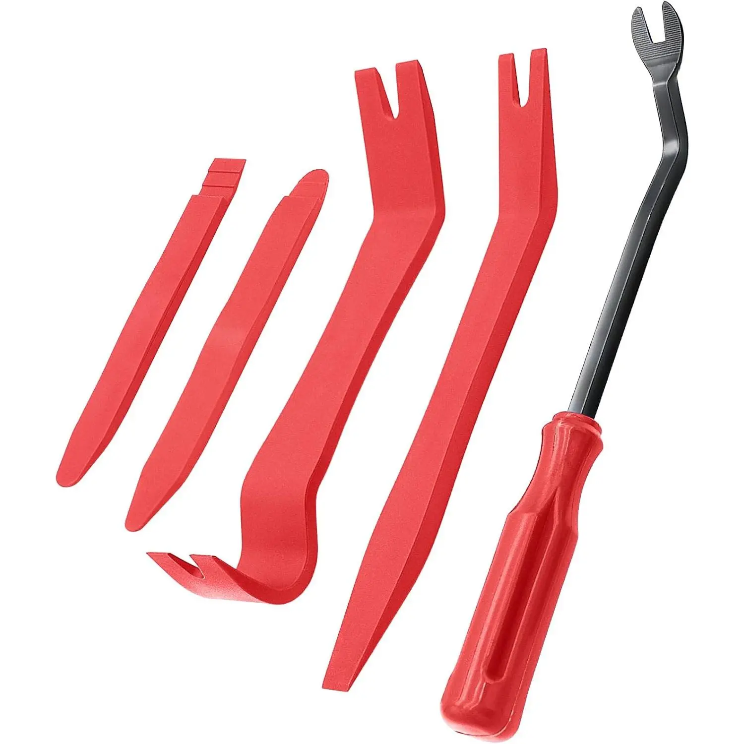5-Piece Automotive Multi-Tool Kit - Car Repair Tool for Auto Trim, Door Dash Dashboard Panel Fastener Removal & Upholstery Push Pin Puller, Red