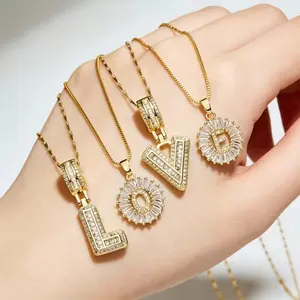 14K Gold Plated Initial Letter Pendant Necklaces 2 Pack Alphabet Necklaces with Adjustable 17''-19'' Chain for Women Valentine's Day Birthday Anniversary Jewelry Set 585/14K