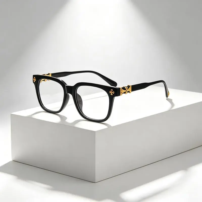 Fashion Metal Square Frame Flat Lens Outdoor Versatile Anti-Blue Light Trendy Casual Glasses, Square Frames Eyeglasses, Casual Style,Ultra Light Blue Light Blocking Glasses Anti Eye Strain Computer Eyewear for Women Men, Plain Pattern