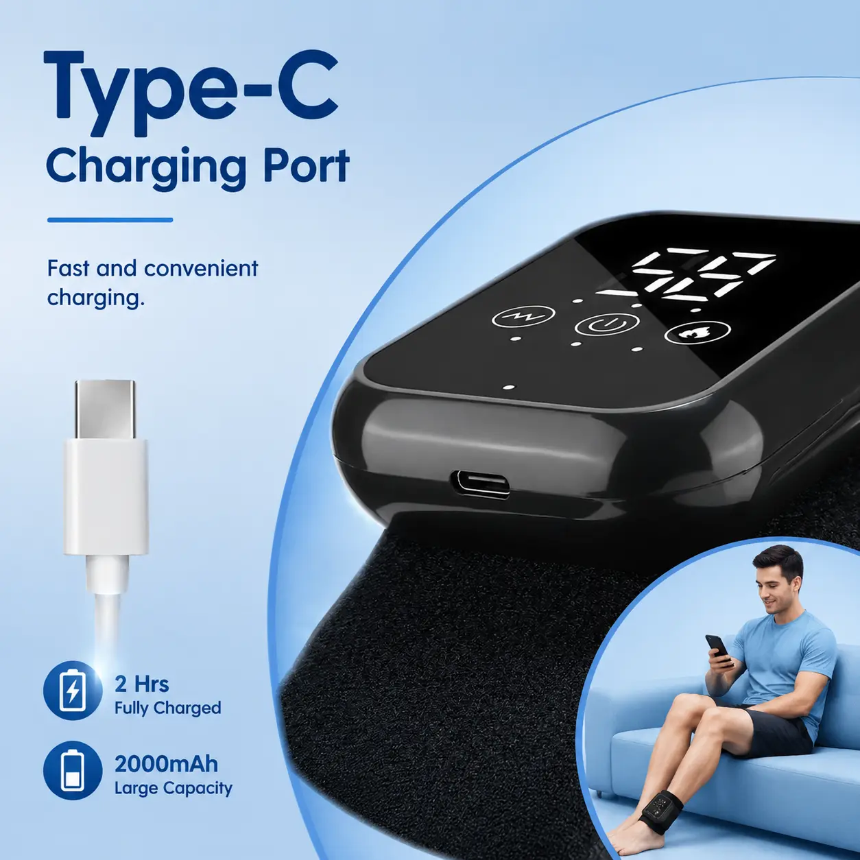 Heated Ankle Brace, USB Rechargeable Vibration Massage Foot Pain Relief Device, Hot Heat Compress for Overuse Ankle Pain, Effective Ankle Warming Massager, Black