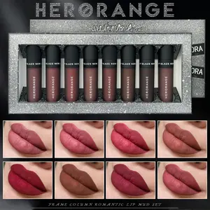 [8 Piece Set]HERORANGE Romantic Velvet Matte Premium Texture Lip Mud Set 8 PackWhitening Matte Velvet Lipstick Suitable For Any Skin Color 8 Color Combination Pack PeachyNude Lipstick Sheer Lip Tint Teen Girls Trendy Stuff Cheap Girl Stuff！