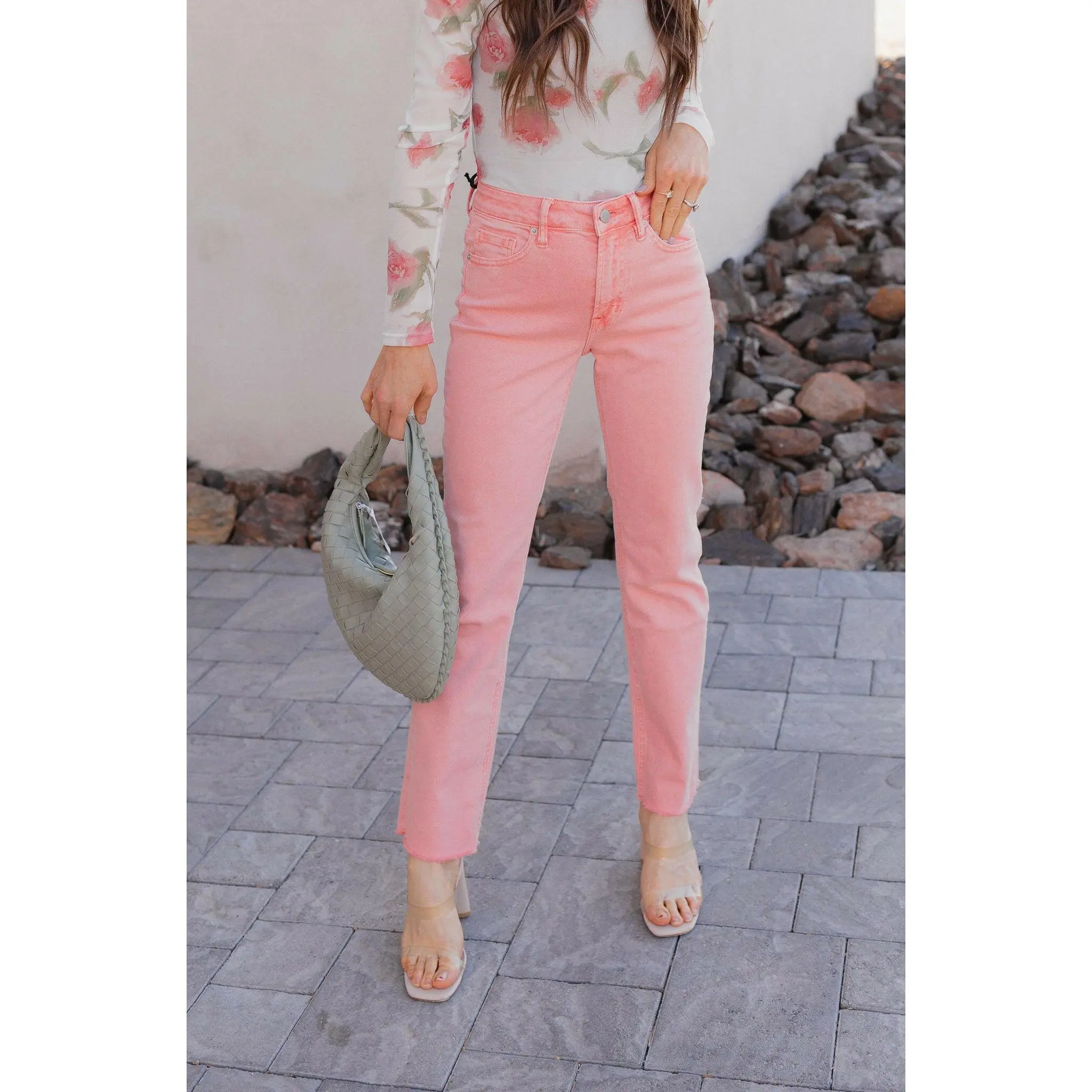 MICA Blush Avenue Pink Mid Rise Jeans
