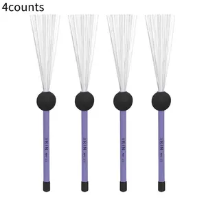 Drum Brush, 4 Counts Retractable Drum Brush with Hammer Head, Professional Drum Stick for Box Drum, Music Accessories for Home & Studio