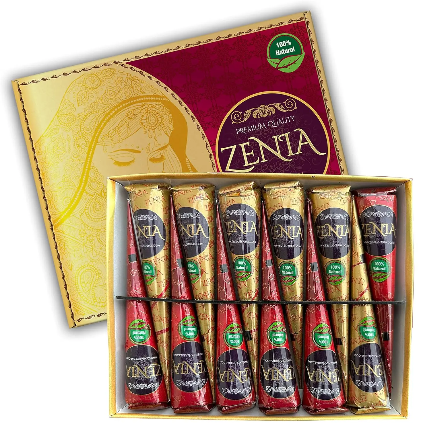 (Pack of 12) 25g Fresh Zenia Natural Henna Cones (Pack of 12) 25g Fresh Zenia Natural Henna Cones