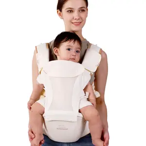 Bebamour Baby Carrier Safety-Certified Hip Seat Baby Carrier Newborn to Toddler Baby Hipseat 0-36Months with Head Hood, 3 PCS Teething Pads, Waist Extender & Storage Bag