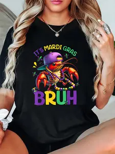 100% cotton Bruh Mardi Gras Crawfish Boys Kids Mardi Gras T-Shirt Women's Men's Graphic Tee,Casual Short Sleeve Shirt