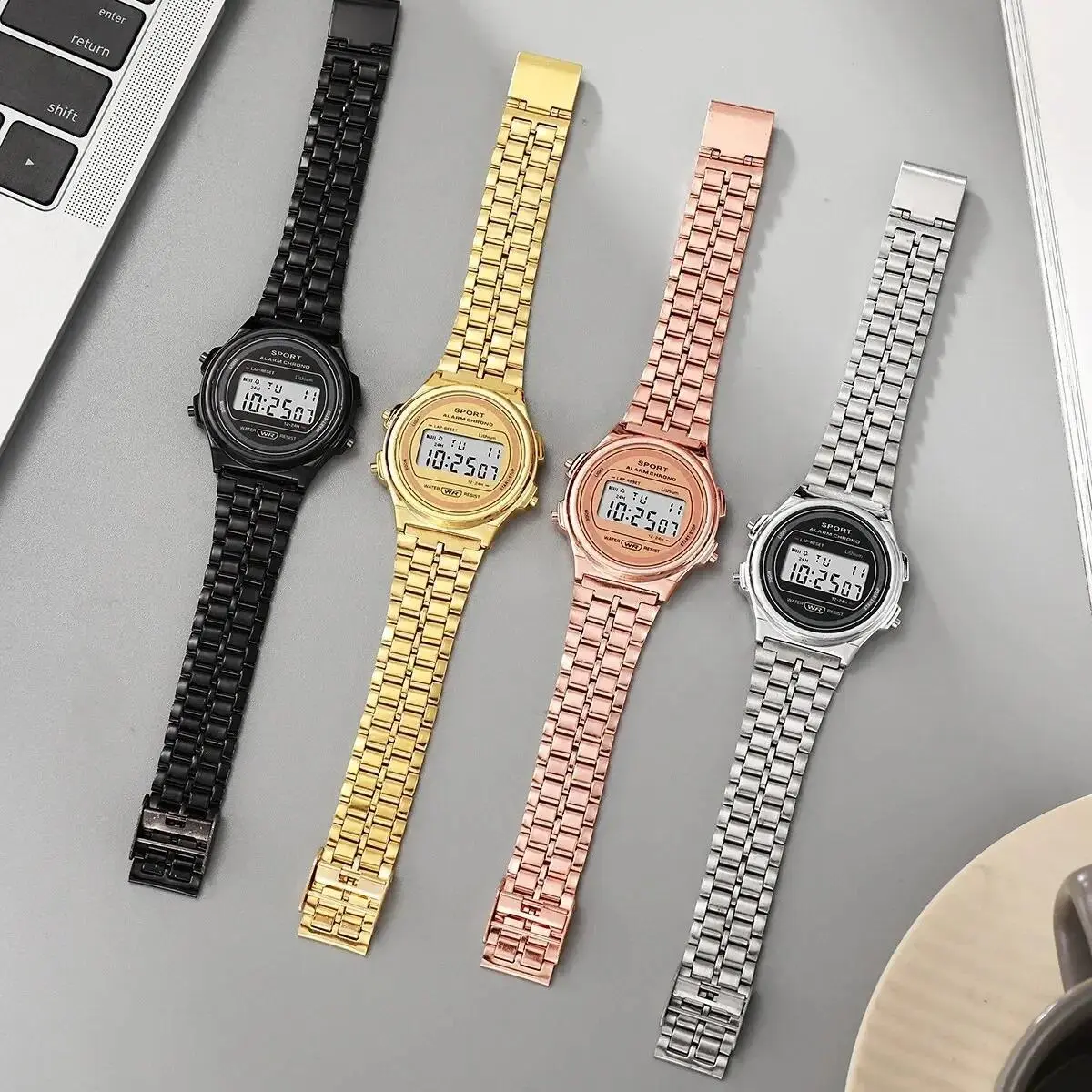 Women's Casual Digital LED Watch with 42mm LED Display, Plastic Case, Alarm Function, Quartz
