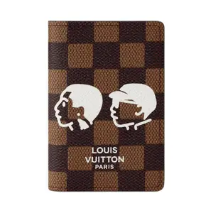 Louis Vuitton x Nigo Damier Phriendship Coated Canvas Cardholder Wallet for Men - Brown Low-Profile, Compartmented, Checkered, Cowhide Men's Wallet, Low-Profile Men's Wallets, Compartmented Men's Wallets