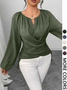 Women's Casual Everyday Long Sleeve Top Blouse Shirts, Spring & Fall New Design, Loose Fit Fashion, Perfect for Valentine's Day, Ladies' Stylish Outerwear, Womenswear
