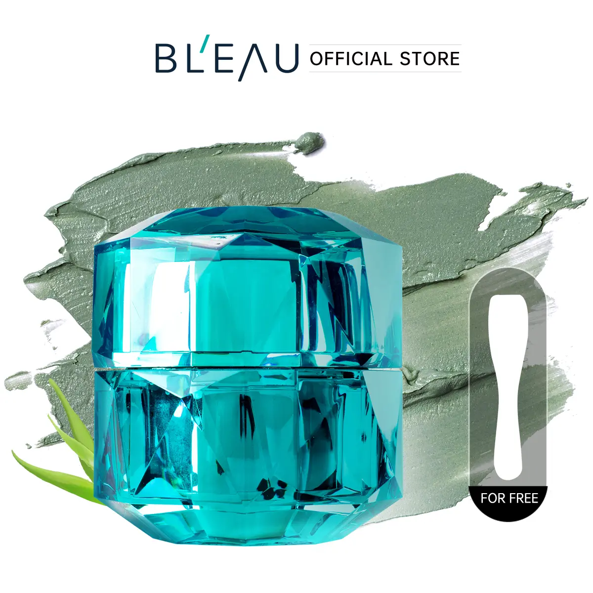BL'EAU Organic Glacial Clay Mask with Organic Coconut Oil - 50g Unisex Adults' Mask for Deep Hydration, Radiant Repair, Detoxifying Mousse, Pore Tightening, Dull Skin Soothing, All Types, Dry