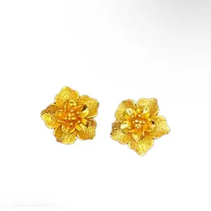 24K Flower Earrings Female Male Daily Birthday