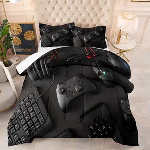 Game Controller Pattern Bedding Set, 1 Count Comforter & 1/2 Counts Pillowcases without Filler, Soft Comfortable Bedding Set for Home Bedroom