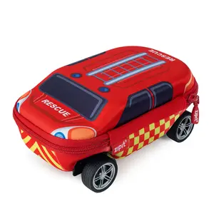 ZIPIT Truck Box - Cute Fire Truck & Police Car Design for Kids, Four Spinning Wheels, High-Quality Durable Storage