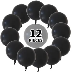 12pcs 22inch 4D Black Aluminum Foil Balloon - Pack of 12 Pieces for Your Needs