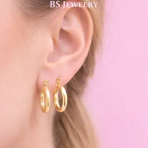 BS JEWELRY Hoop Earrings – Gold Plated Stainless Steel – Everyday Classic