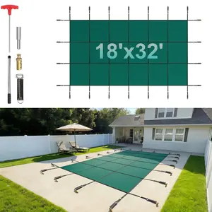 Summervibes VEVOR Pool Safety Cover Fits 16x30ft Rectangle Inground Pools, Safety Pool Cover with Drainage Holes, Mesh Solid Pool Cover for Swimming Pool, Winter Safety Cover, Green