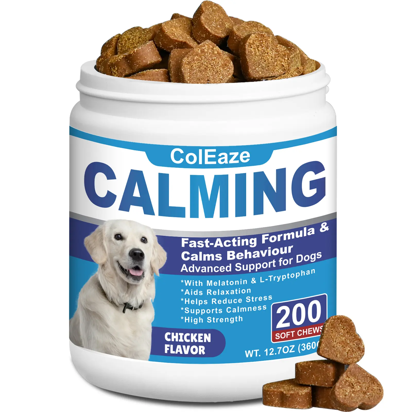 Calming Melatonin for Dogs, 200 Pet Chews Calming Treats for Sleep Aid Sleeping Pills Puppy Melatonin Bites Support Stress, Anxiety Relief, Separation for Small and Large Dogs Chicken