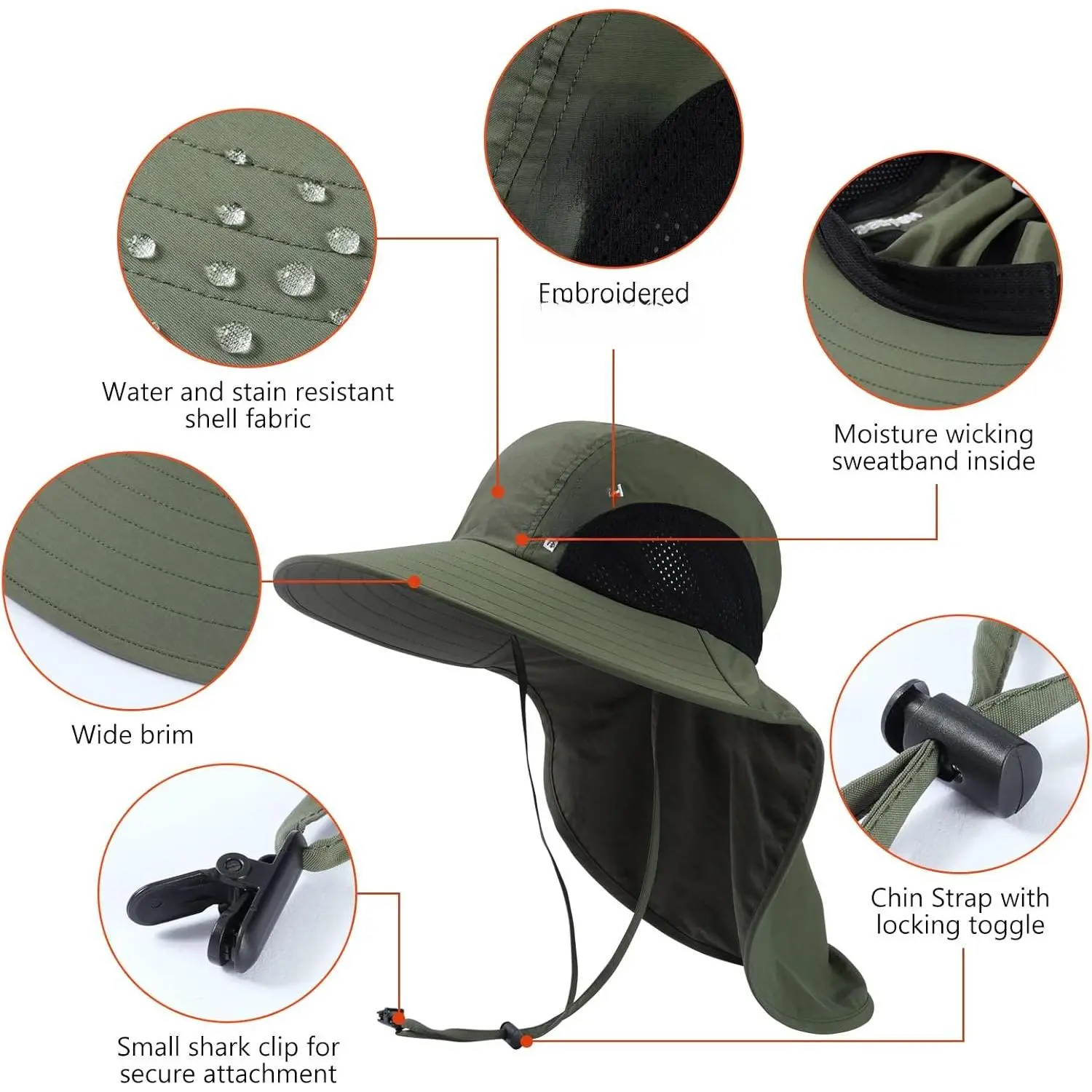 UPF 50+ Unisex Water Resistant Wide Brim Sun Hat with Large Flap Ponytail Fishing Hat for Men Women UPF 50+ Unisex Water Resistant Wide Brim Sun Hat with Large Flap Ponytail Fishing Hat for Men Women