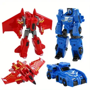 2-Pack Bendable Transforming Robot Cars, Mini Deformed Vehicle Toys, Durable Plastic, Gift for Kids