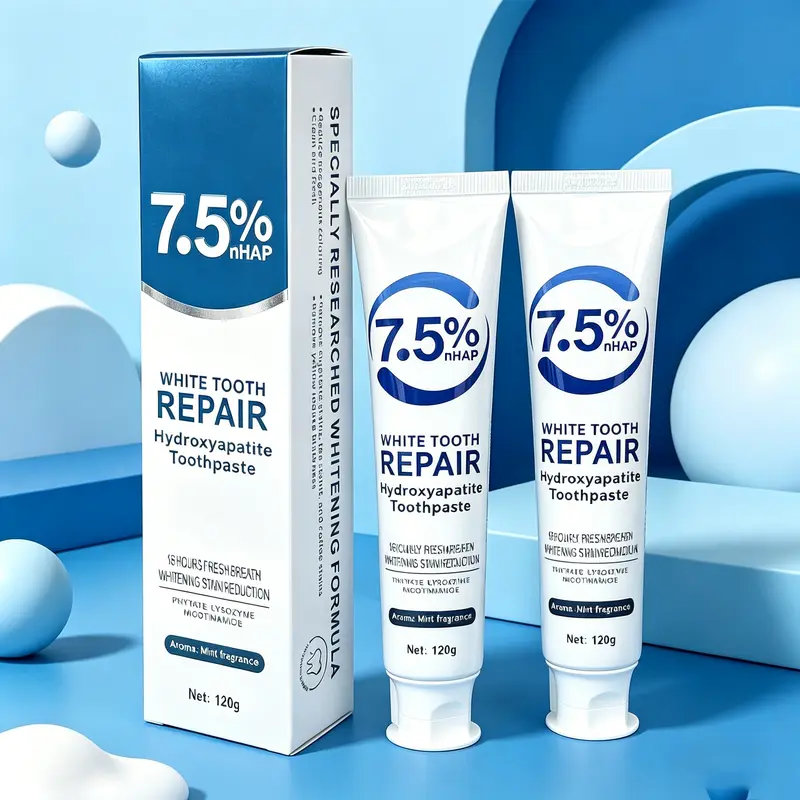 Tooth Repair 7.5% Hydroxyapatite Toothpaste Mild Mint Flavor 16-Hour Freshness Repair Enamel Reduce Stains Oral Health Care, Mineral Toothpaste, Breath Care Toothpastes