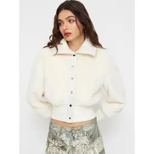 Cider Faux Fur Collar Button Up Oversized Jacket