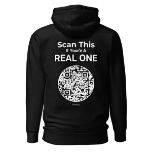 REAL ONE – High-Quality Editable QR Code Hoodie (Full Control Forever) Cotton Menswear Pocket Matching Polyester Streetwear Polyester Streetwear