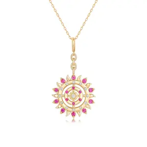 14K Yellow Gold Pink Sapphire & Diamond Pendant - 0.65 CT Sapphire